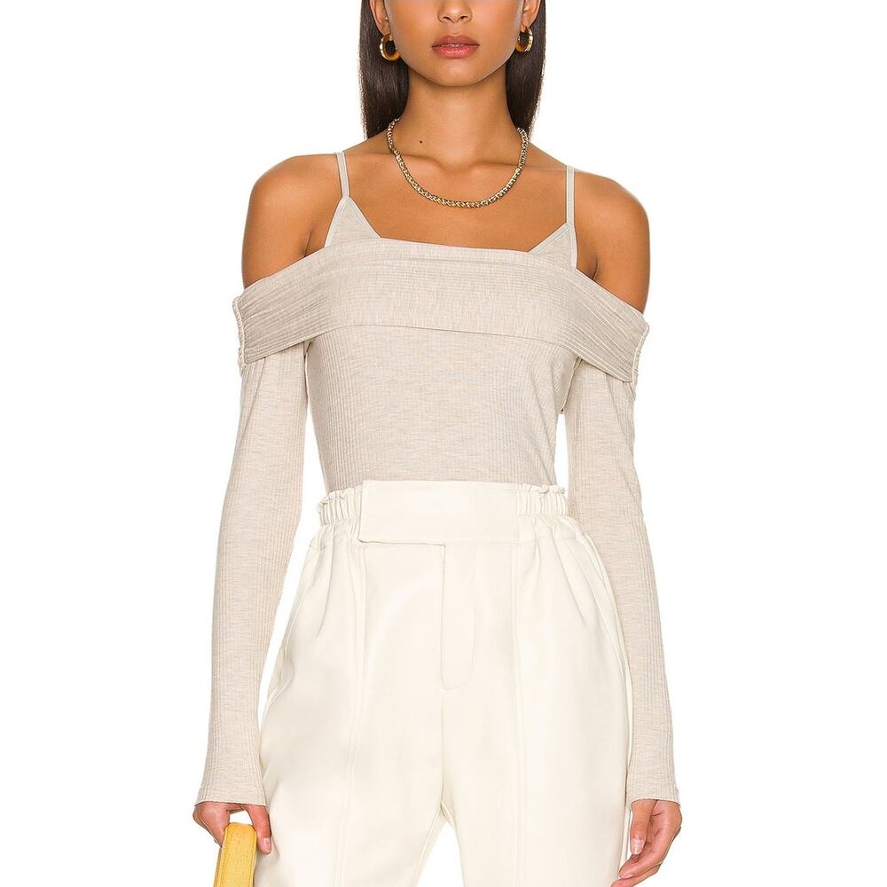 Simkhai Ribbed Heather Grey Piper Top Size S